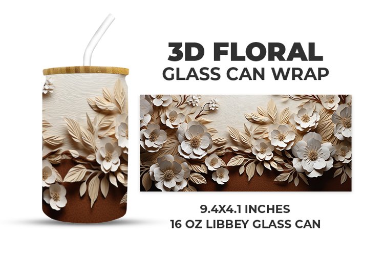 3D Floral Glass Can Wrap example image 1