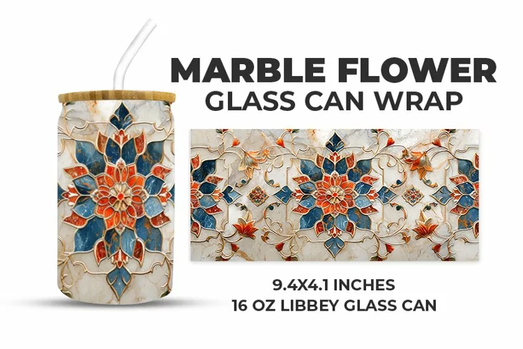 Marble Flower Glass Can Wrap