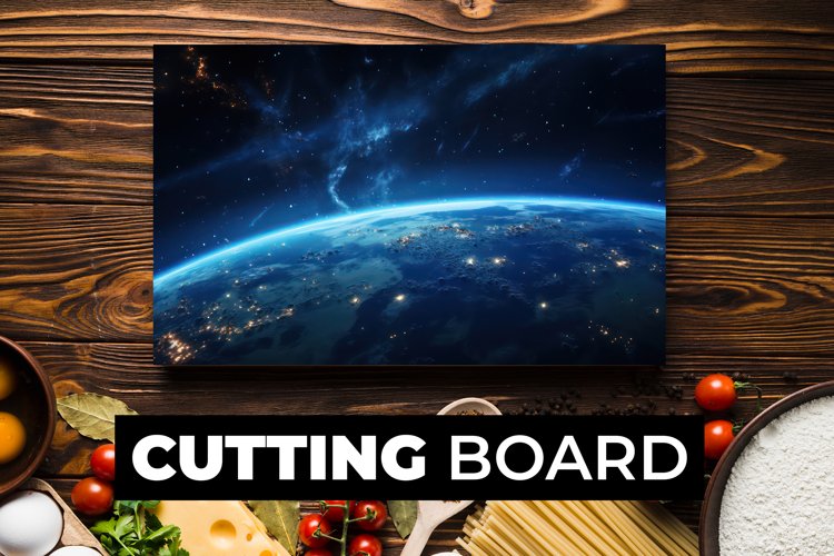 Earth At Night Cutting Board sublimation example image 1