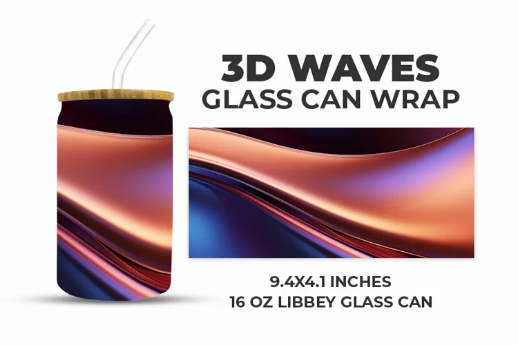 3D Waves Glass Can Wrap