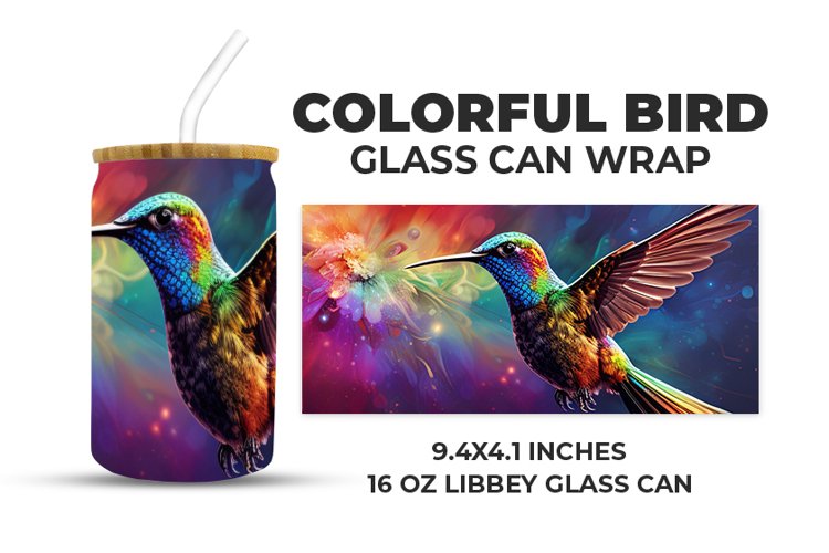 Colorful Bird Glass Can Wrap
