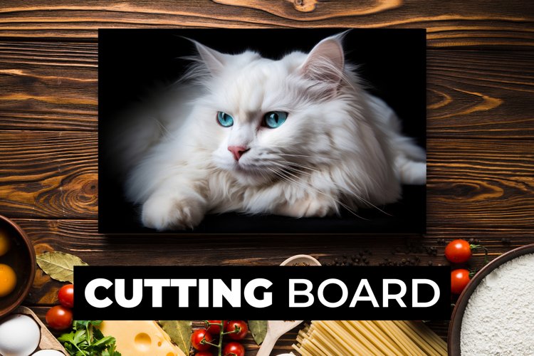 White Cat Cutting Board sublimation example image 1