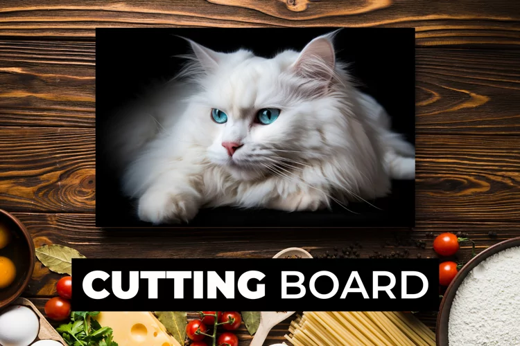 White Cat Cutting Board sublimation