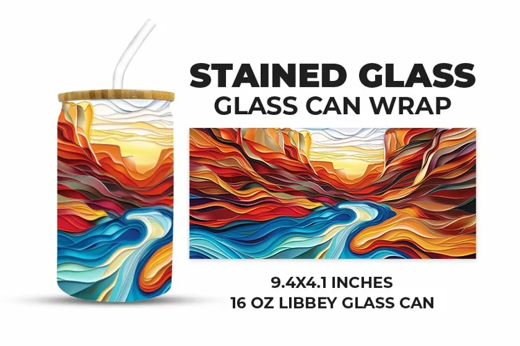 River Stained Glass Glass Can Wrap