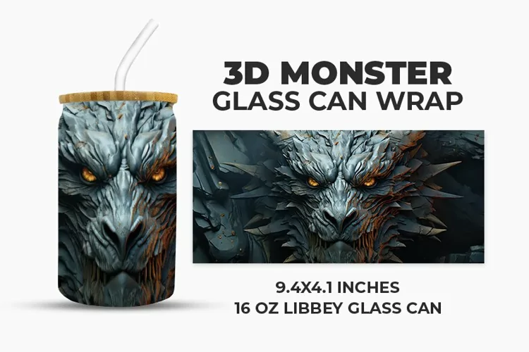 3D Dragon Glass Can Wrap