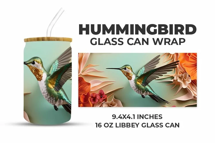 Hummingbird Glass Can Wrap