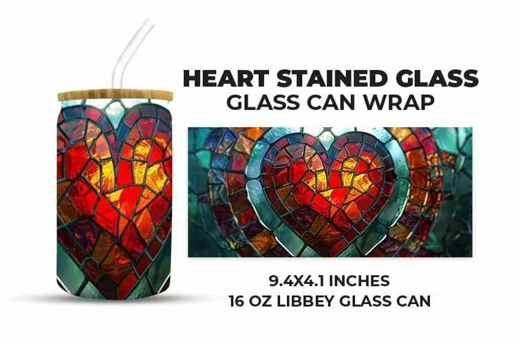 Heart Stained Glass Glass Can Wrap