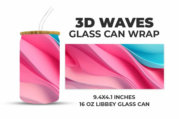 3D Waves Glass Can Wrap