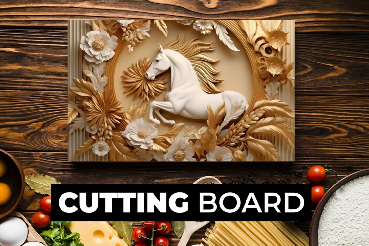 3D White Horse Cutting Board Sublimation