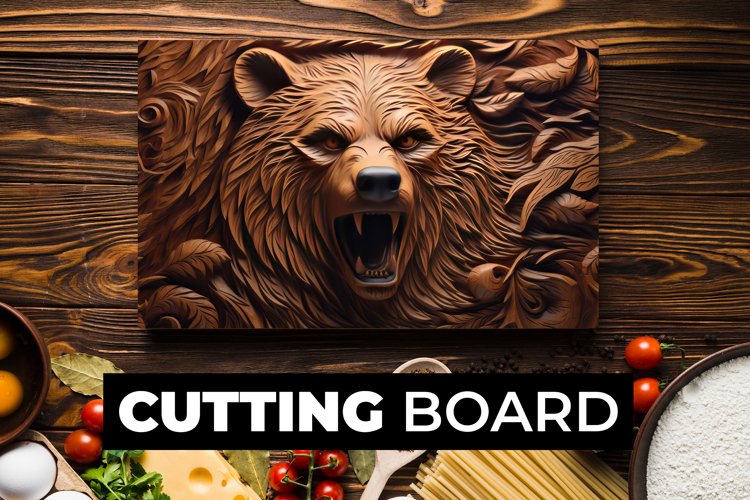 Wooden Bear Cutting Board Sublimation example image 1