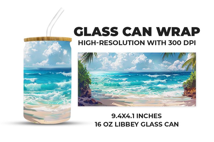 Beach Stained Glass Glass Can Wrap