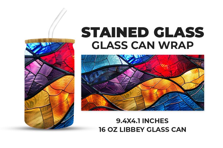 Multicolor Stained Glass Glass Can Wrap example image 1