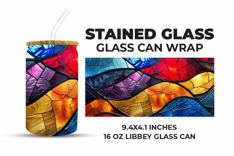 Multicolor Stained Glass Glass Can Wrap