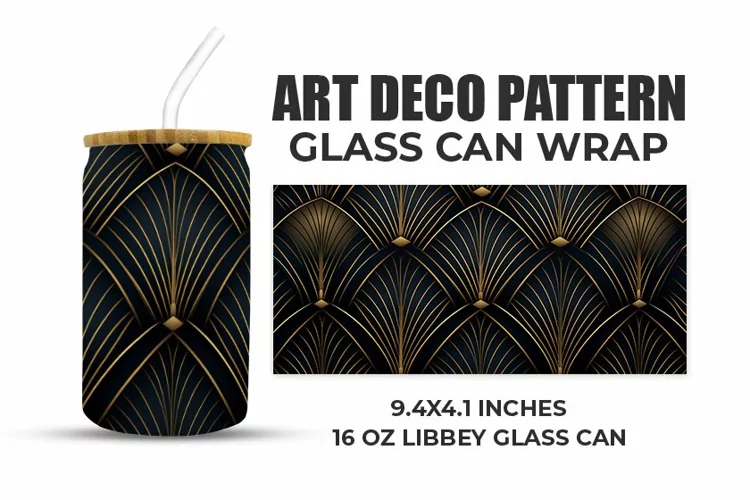 Art Deco Pattern Glass Can Wrap