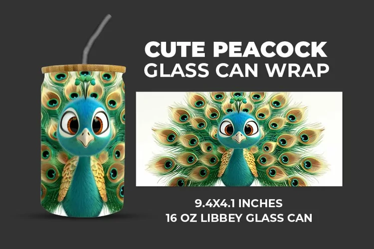 Cute Peacock Glass Can Wrap