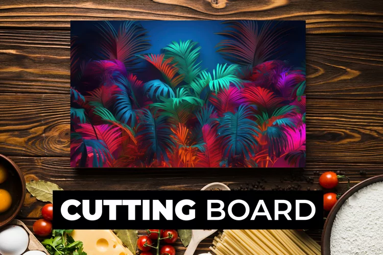 Neon Leaves Cutting Board sublimation