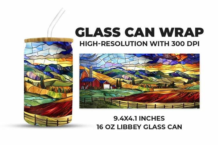Nature Stained Glass Glass Can Wrap