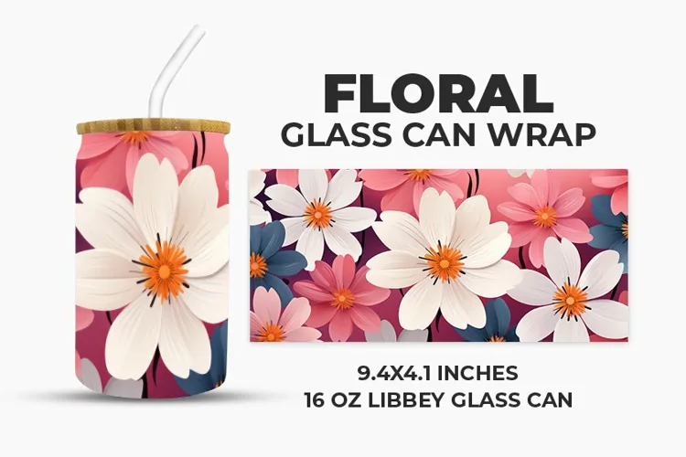 Floral Glass Can Wrap
