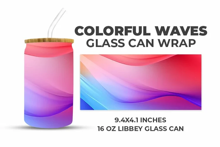 Colorful Waves Glass Can Wrap