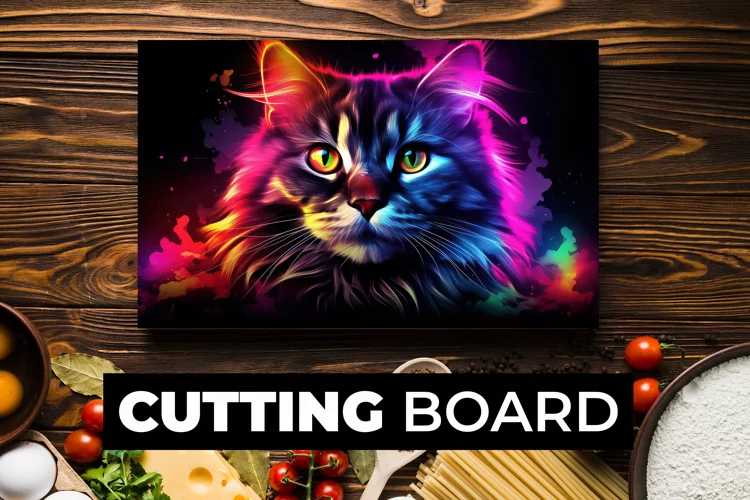 Neon Cat Cutting Board Sublimation