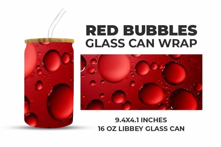Red Bubbles Pattern Glass Can Wrap