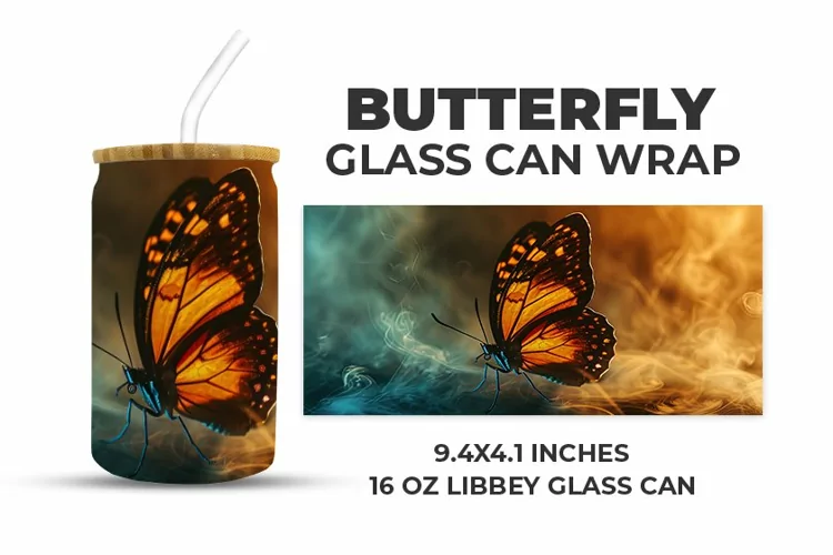 Butterfly Glass Can Wrap