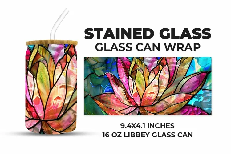 Floral Stained Glass Glass Can Wrap