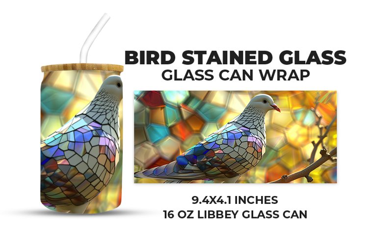 Bird Stained Glass Glass Can Wrap example image 1
