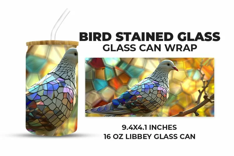 Bird Stained Glass Glass Can Wrap