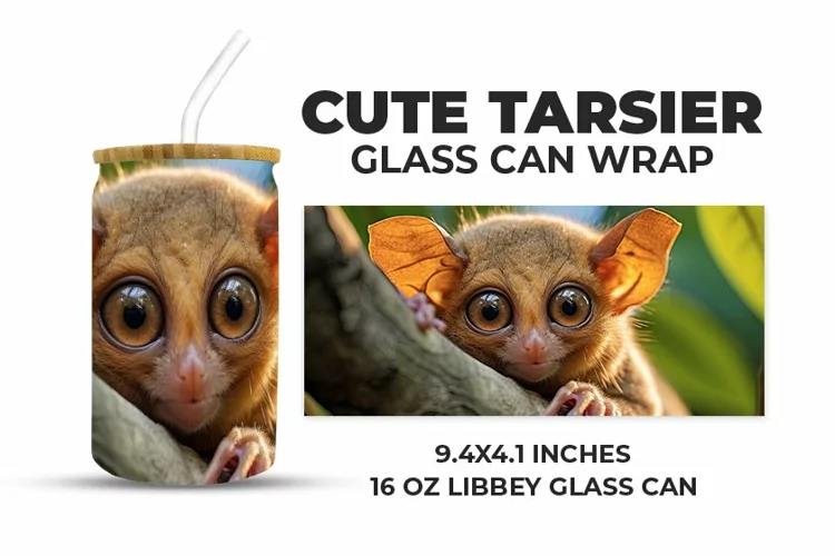 Cute Tarsier Glass Can Wrap