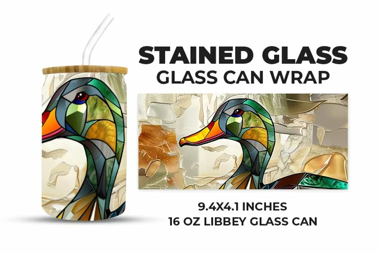 Duck Stained Glass Glass Can Wrap