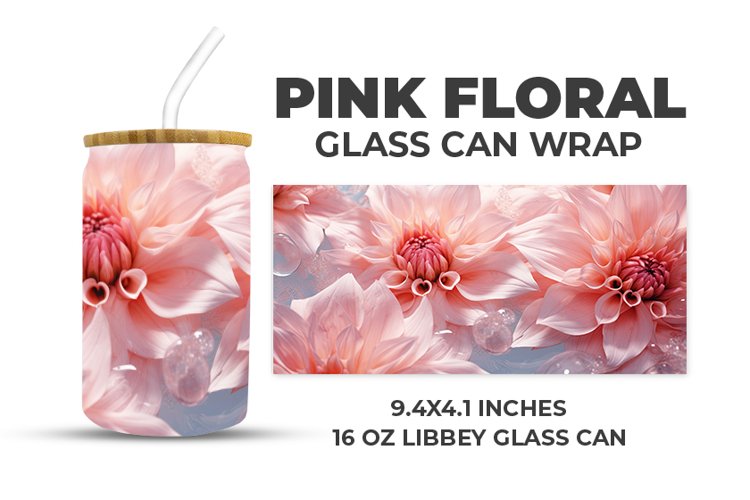 Pink Floral Glass Can Wrap example image 1