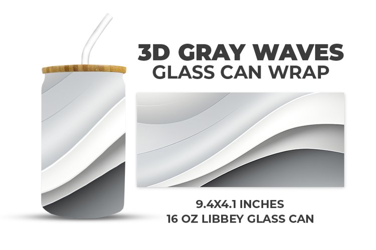 3D Gray Waves Glass Can Wrap example image 1