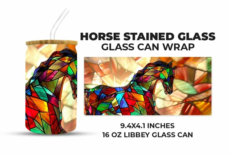 Horse Stained Glass Glass Can Wrap