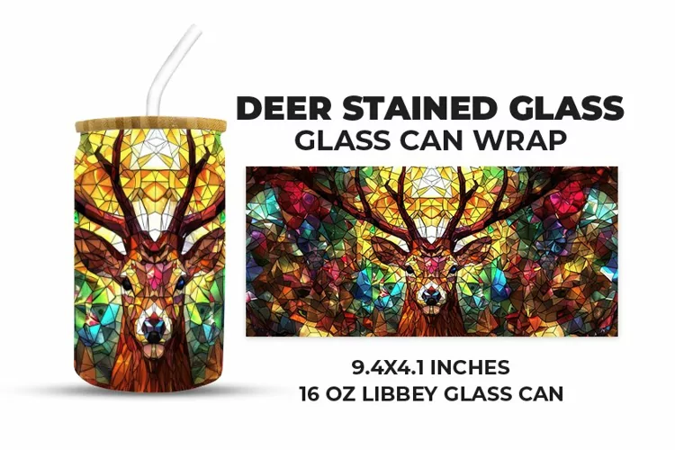Deer Stained Glass Glass Can Wrap