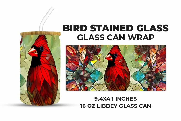 Bird Stained Glass Glass Can Wrap