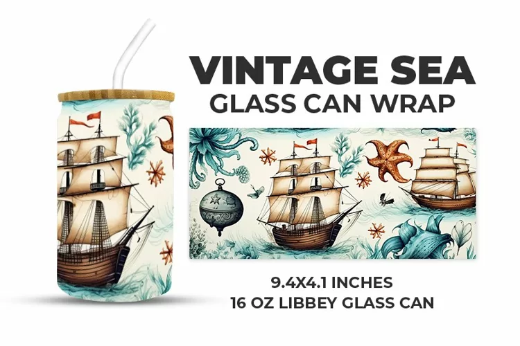 Vintage Sea Glass Can Wrap