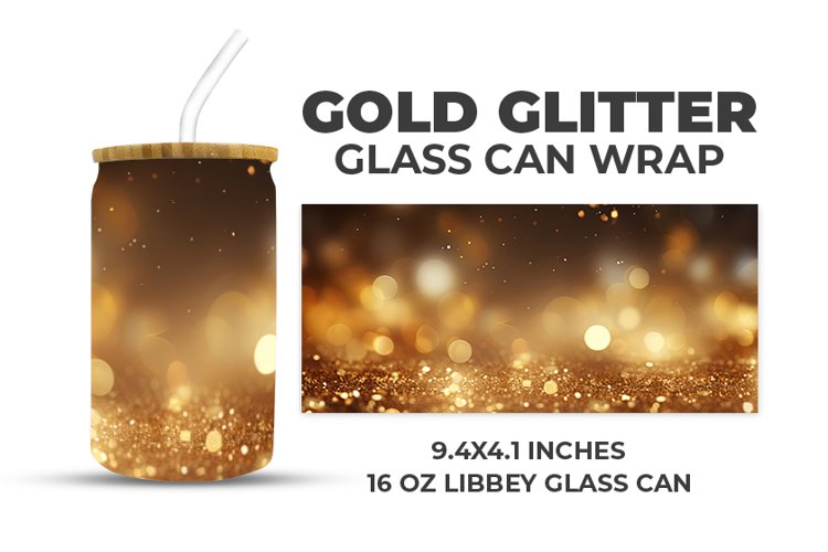 Gold Glitter Glass Can Wrap