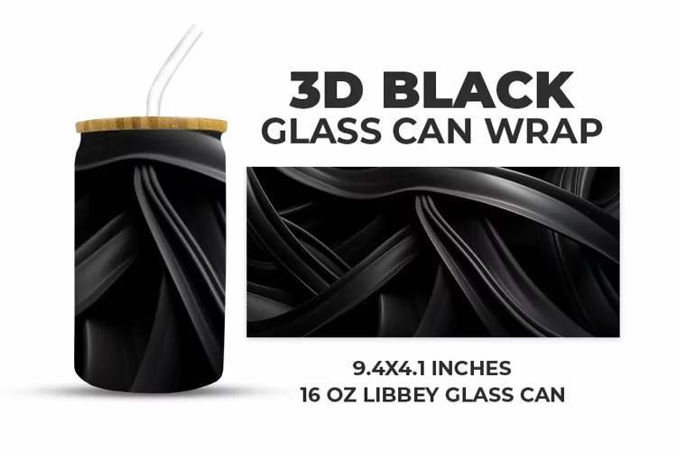 3D Black Glass Can Wrap