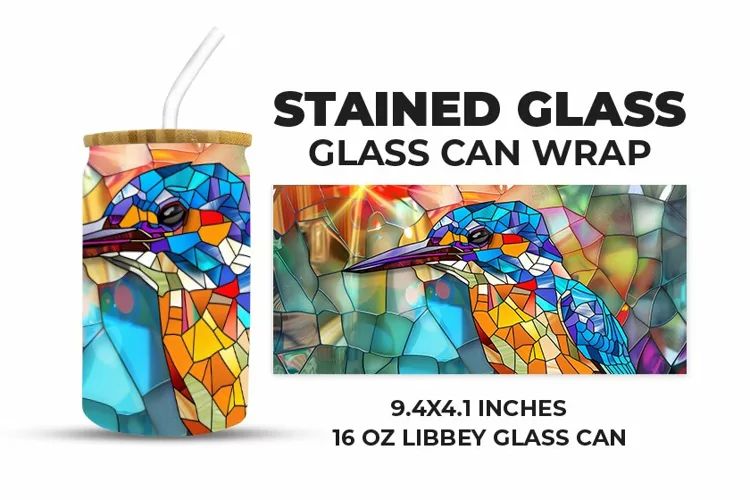 Bird Stained Glass Glass Can Wrap