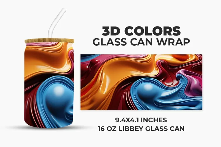 3D Colors Glass Can Wrap