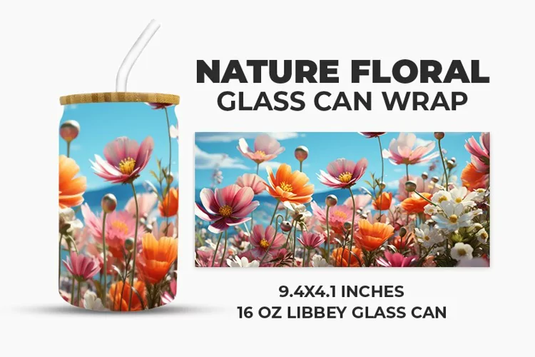 Nature Floral Glass Can Wrap