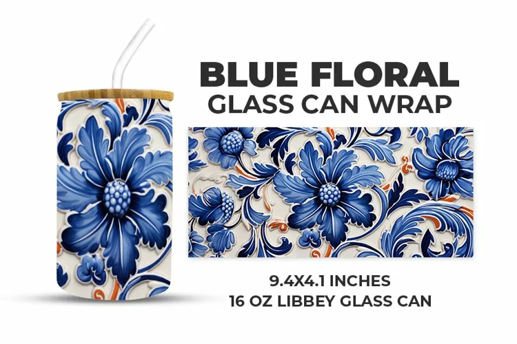 Colorful Floral Glass Can Wrap