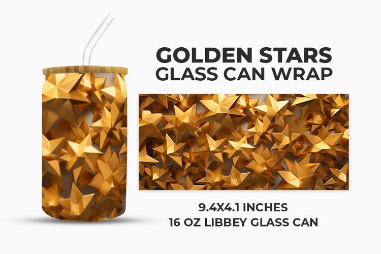 Golden Stars Glass Can Wrap example image 1