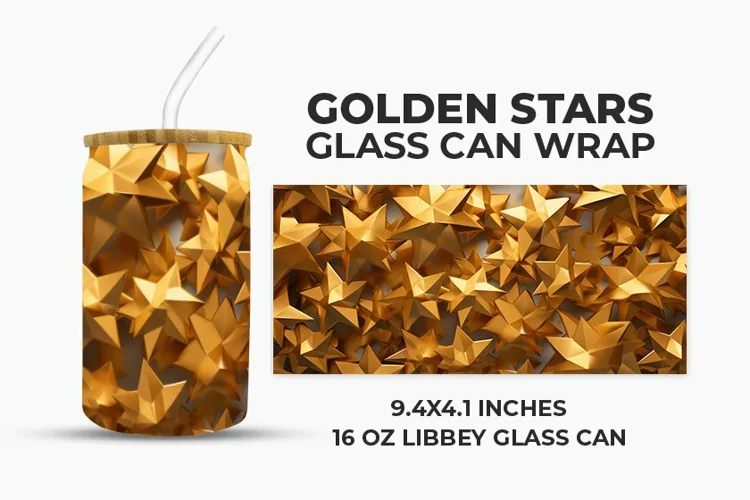 Golden Stars Glass Can Wrap