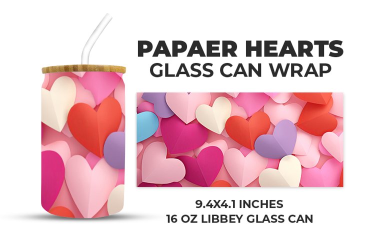 Paper Hearts Glass Can Wrap example image 1