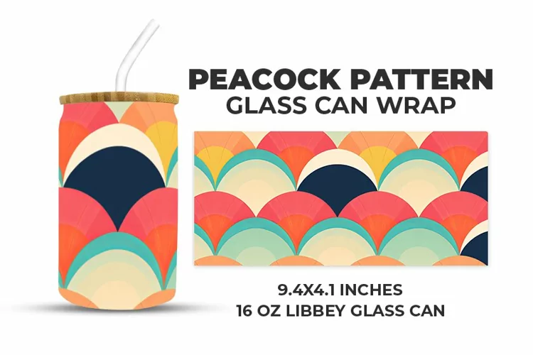 Peacock Pattern Glass Can Wrap