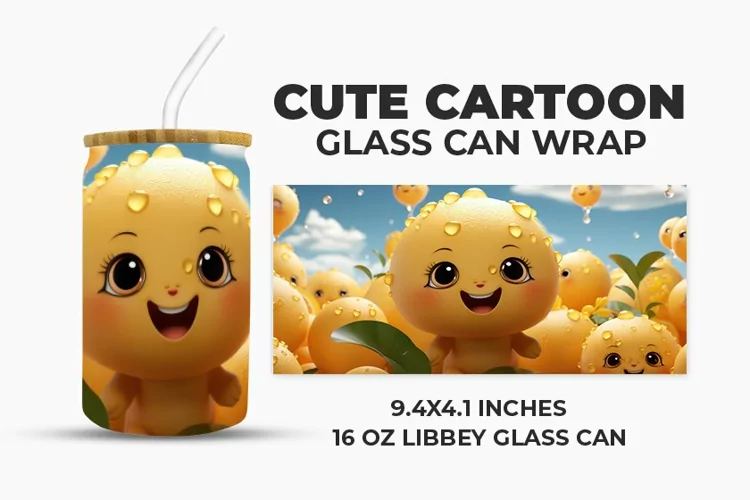 Cute Cartoon Glass Can Wrap