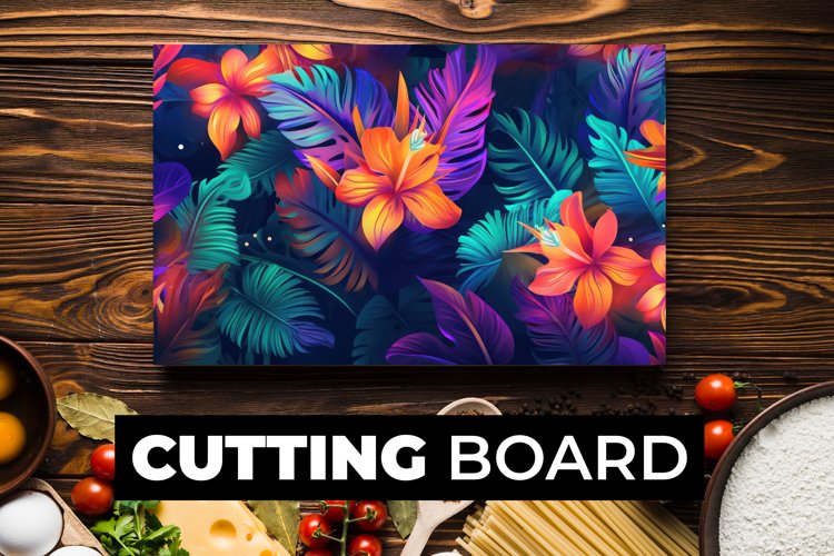 Neon Flowers Cutting Board sublimation