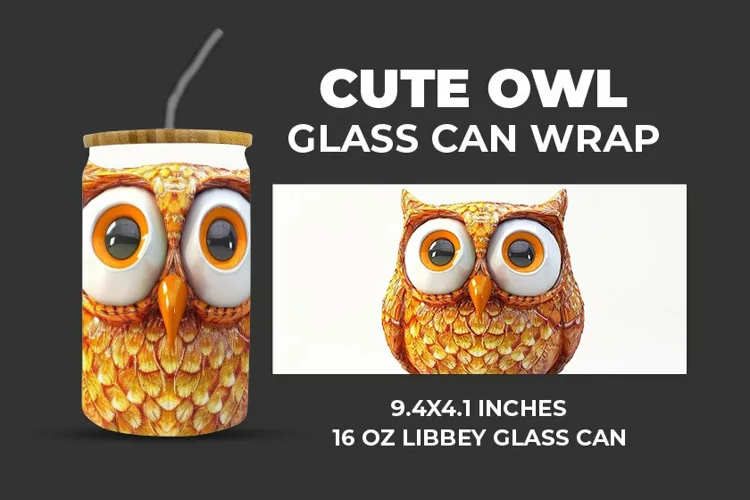 Cute Owl Glass Can Wrap